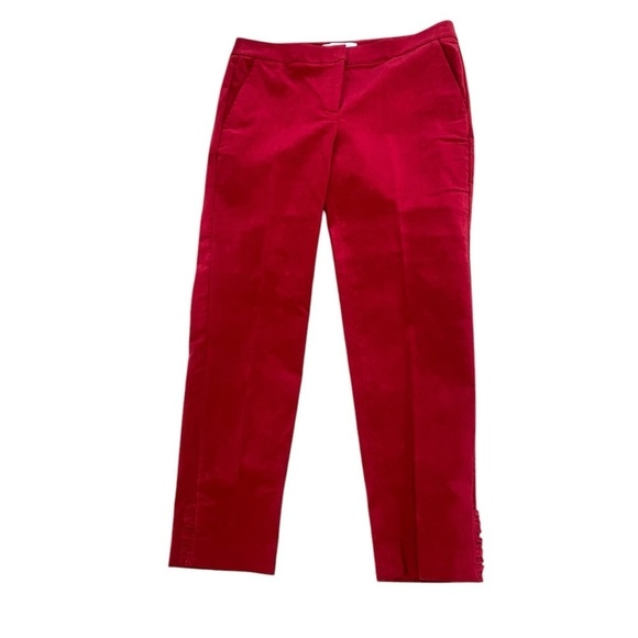 RSVP by Talbots red velveteen mid rise pants ruffle cuff detail pockets size 8p - Picture 1 of 7